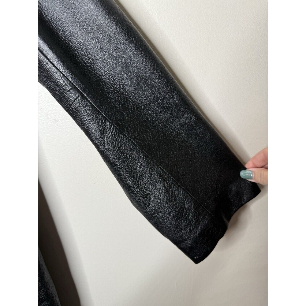Vintage USA Leather Coat Women's 3X Black Button Front Jacket Pockets Soft 90's - Picture 12 of 12